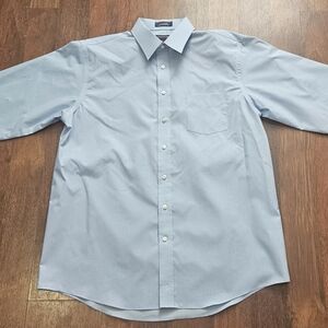 STAFFORD mens performance dress shirt SIZE 17x35 COLOR BLUE